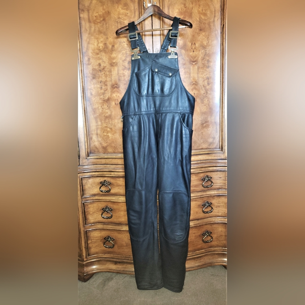 Black Leather Overalls